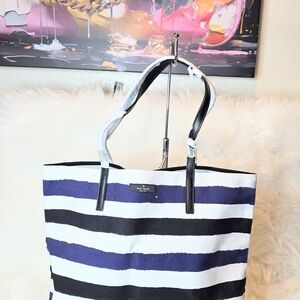 Kate Spade Stripe Bon Shopper Tote/ Shoulder New with Bold Stripe Design.